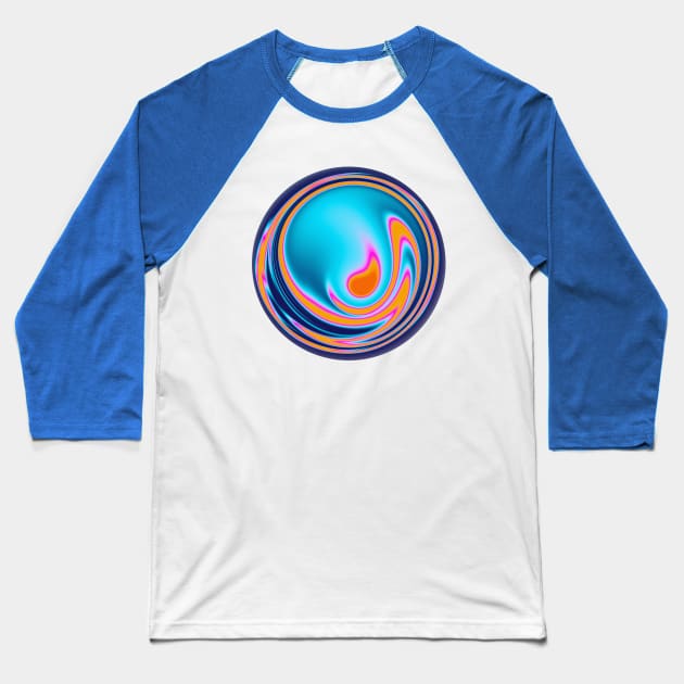 Abstract Orange, Pink and Blue Sphere Baseball T-Shirt by showmemars